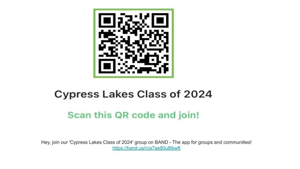 Scan the QR code to join Class of 2024 Band